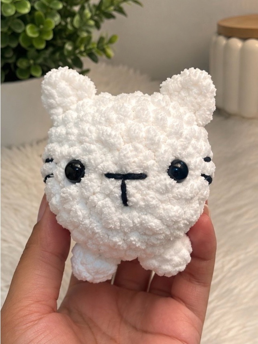 Handmade white cat plushie